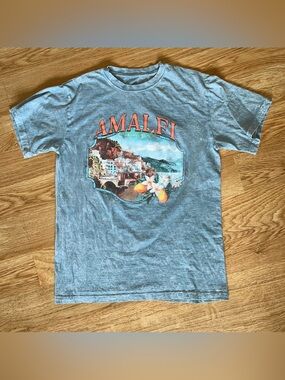 Rebel Sky Amalfi Graphic Print Blue Knit Cotton Crew Neck Short Sleeve T-Shirt S
